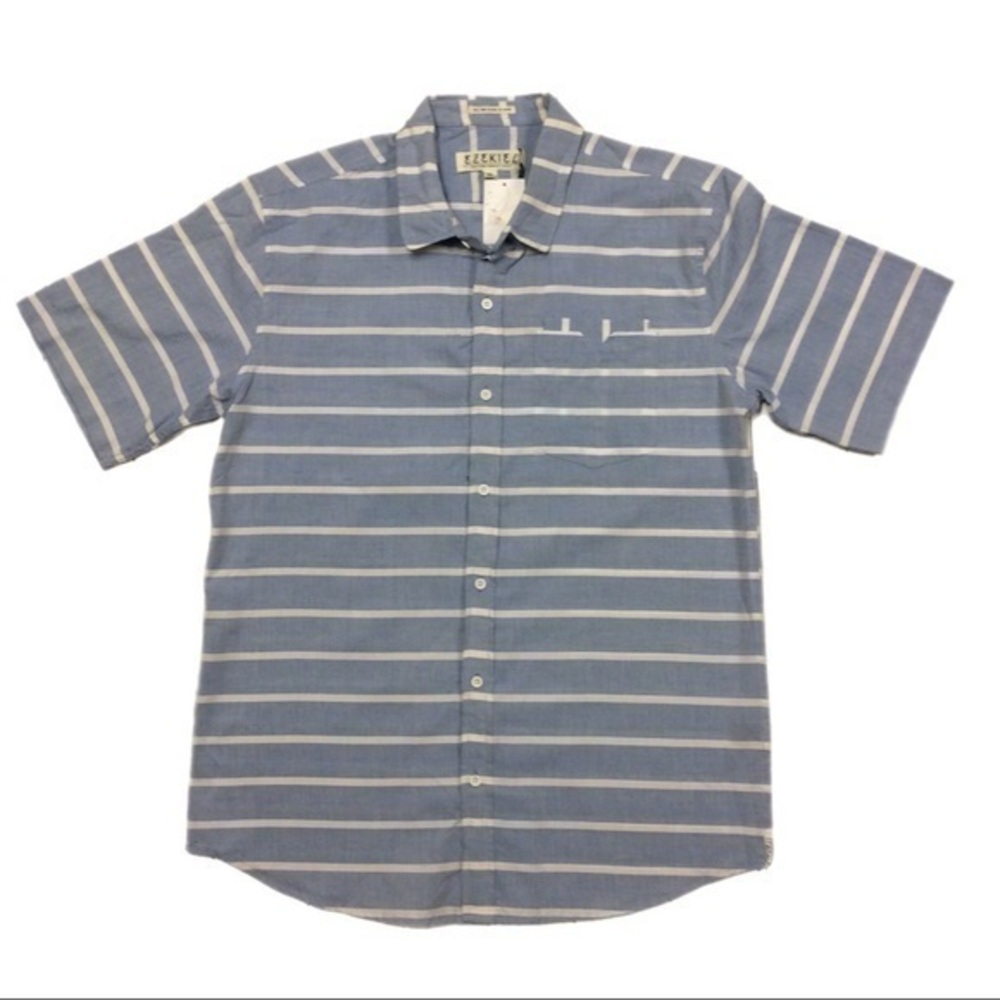 NWT Ezekiel Men’s Blue Newmar SS Short Sleeve Casual Button Down Shirt, XL